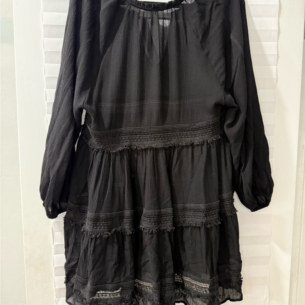 Eberjey - Boho Black Gauze Mini Dress - Picture 2 of 5